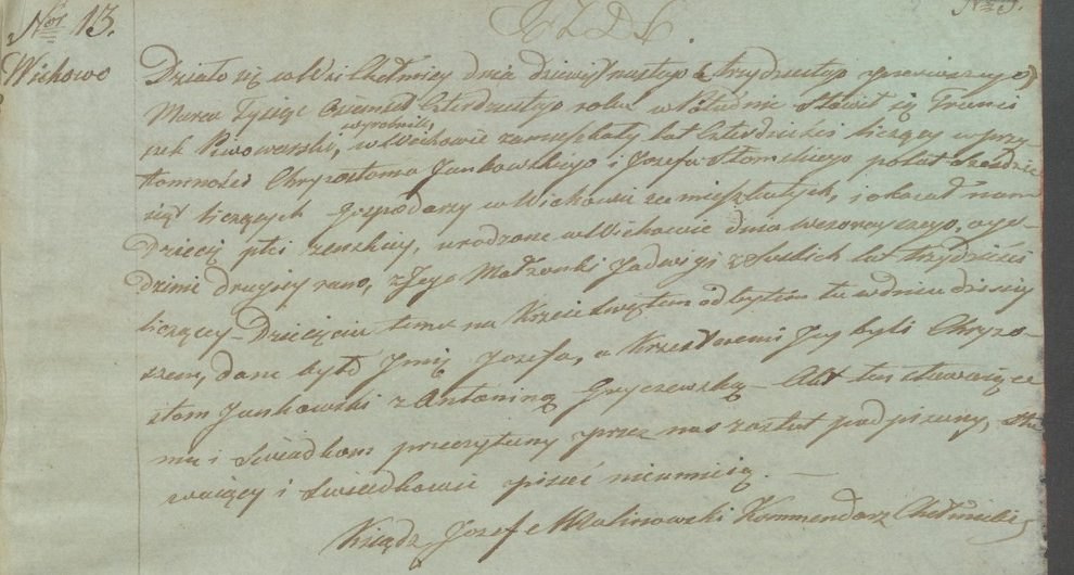 Baptism record of Józefa Piwowarska, 1840