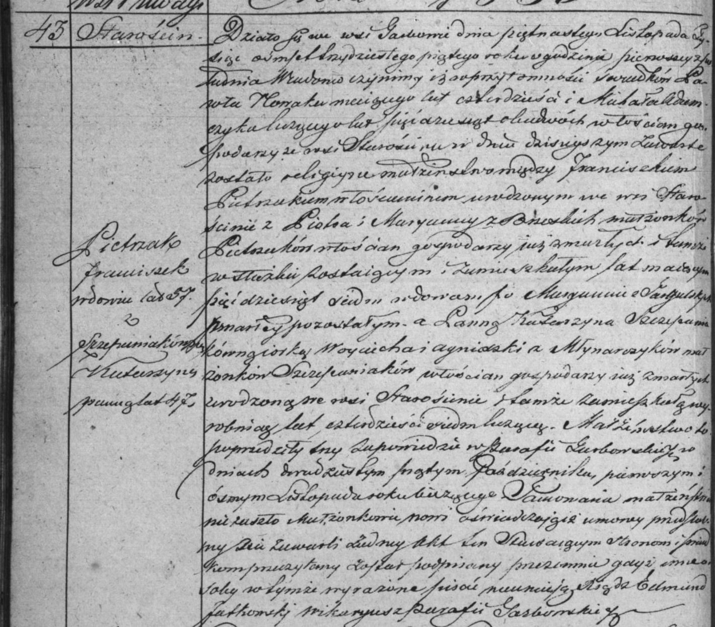 Marriage record of Katarzyna Szczepaniak, 1835
