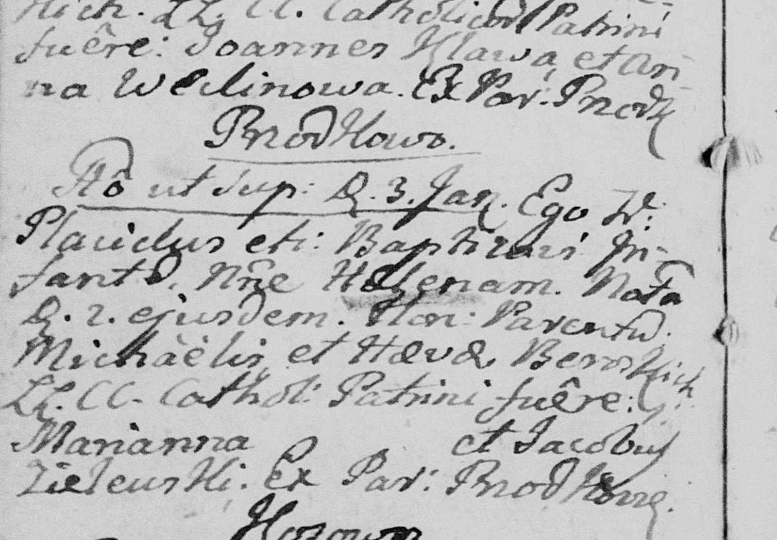 Baptism of Helena Berowska, 1802
