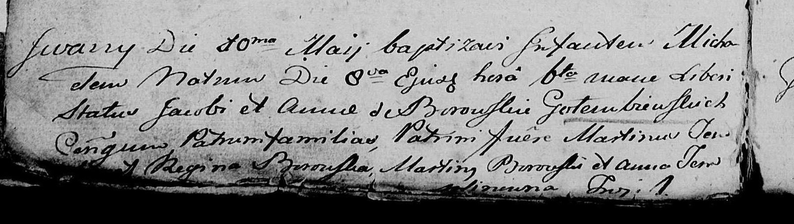 Baptism entry of Michał Gołembiewski, 1803