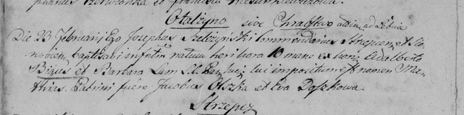 Baptism entry of Maciej Bigus, 1817